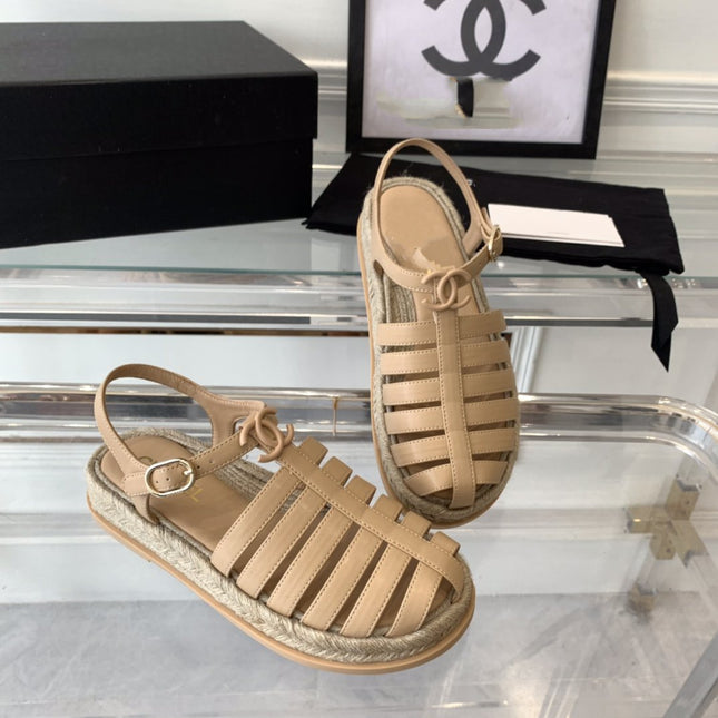 cc roman sandals beige lambskin