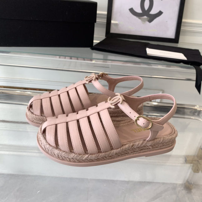 cc roman sandals pink lambskin