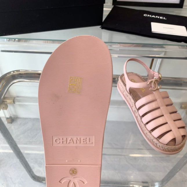 cc roman sandals pink lambskin