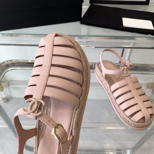 cc roman sandals pink lambskin