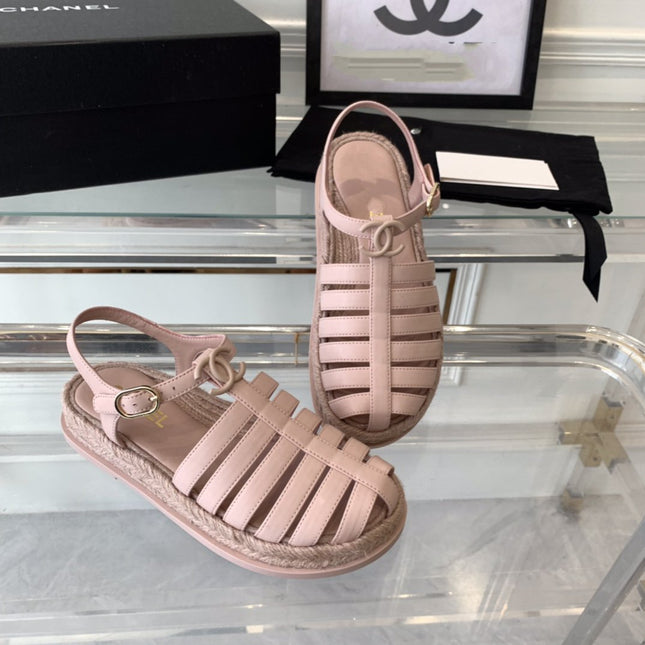 cc roman sandals pink lambskin