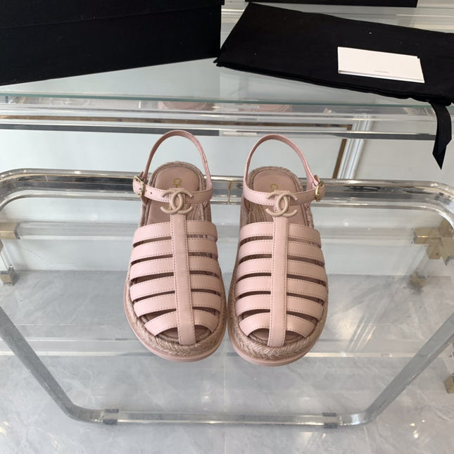 cc roman sandals pink lambskin