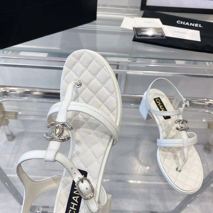 cc sandals white quilted lambskin