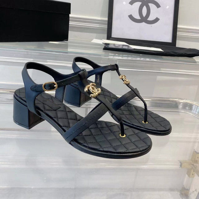 cc sandals black quilted lambskin