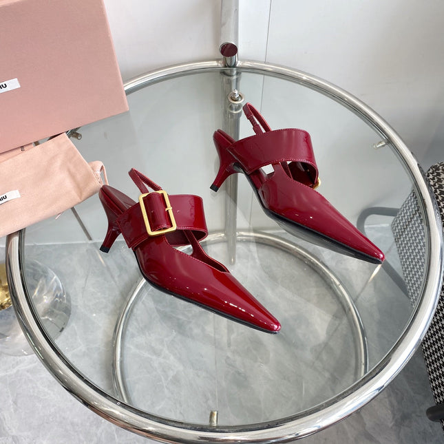 HIGH-SLINGBACK POINTED TOE SANDALS RUBY COWHIDE