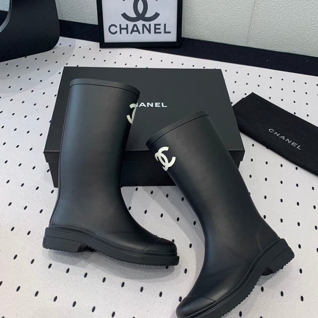 cc rainboot chanel black coler