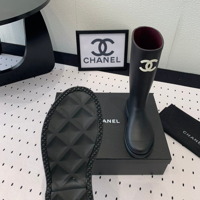 cc rainboot chanel black coler