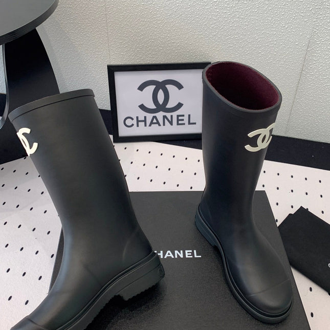 cc rainboot chanel black coler