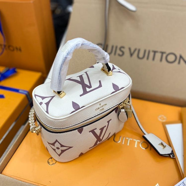 VANITY PM 19CM WHITE PURPLE MONOGRAM CANVAS LEATHER