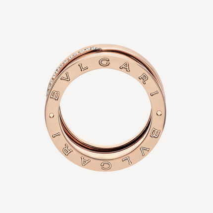 ZERO 1 THREE-BAND WITH DEMI-PAVED DIAMONDS ON THE EDGES RING