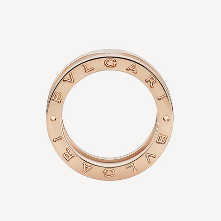 ZERO 1 TWO-BAND LOOPS AND WHITE CERAMIC SPIRAL PINK GOLD RING