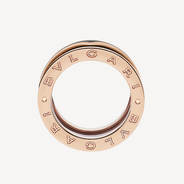 ZERO 1 TWO-BAND WITH MATTE BLACK CERAMIC PINK GOLD RING
