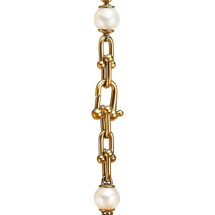 LINK BRACELET GOLD WITH FRESHWATER PEARLS