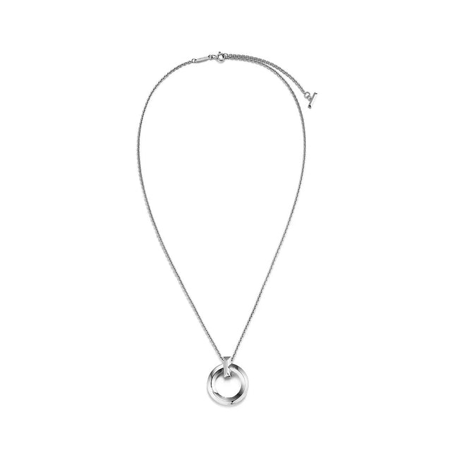 T CIRCLE PENDENT SILVER NECKLACE
