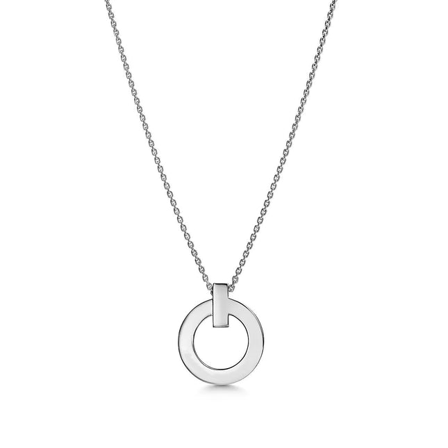 T CIRCLE PENDENT SILVER NECKLACE