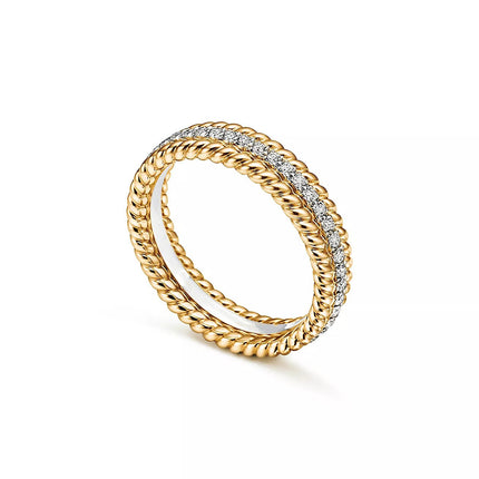 ROPE TWO-ROW GOLD DIAMOND RING