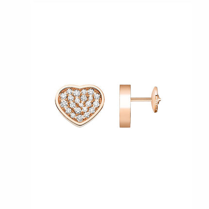 HAPPY HEART EARRINGS PINK GOLD DIAMOND