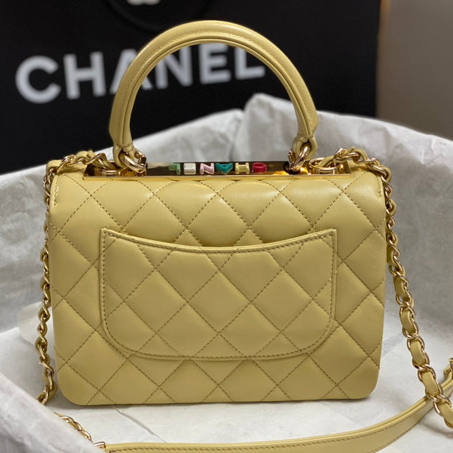 CC TRENDY 20CM YELLOW LAMBSKIN GOLD HARDWARE