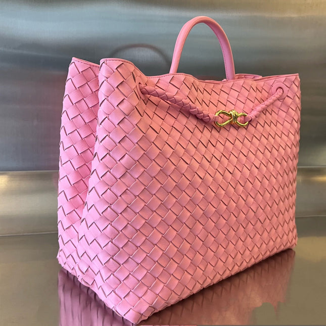 BV LARGE ANDIAMO 45CM PINK LAMBSKIN