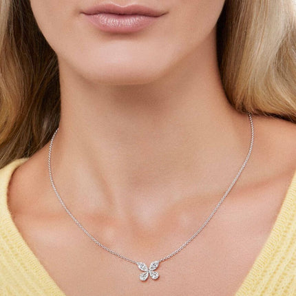 CLASSIC BUTTERFLY SILVER DIAMOND NECKLACE