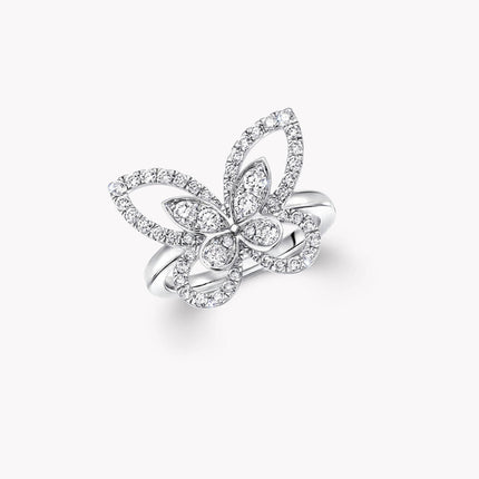 BUTTERFLY SILHOUETTE SILVER DIAMOND RING