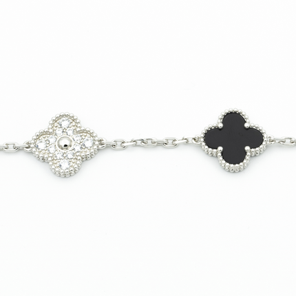 CLOVER BRACELET 5 MOTIF ONYXS DIAMOND