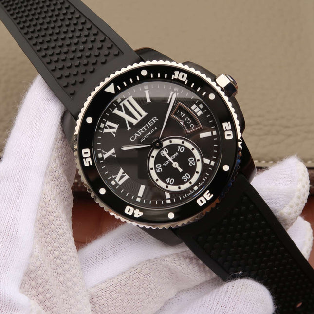 CALIBRE DIVER 42 AUTOMATIC BLACK CASE STEEL BEZEL