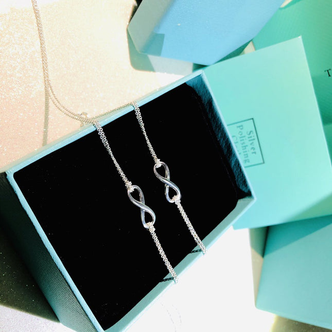 SILVER INFINITY DOUBLE CHAIN NECKLACE