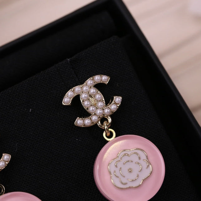 CAMELLIA PINK EARRINGS PEARL DIAMOND