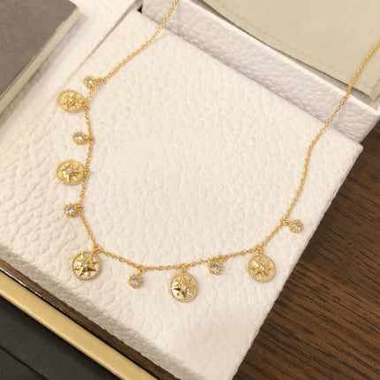ROSE DES VENTS NECKLACE YELLOW GOLD, DIAMONDS AND MOTHER-OF-PEARL
