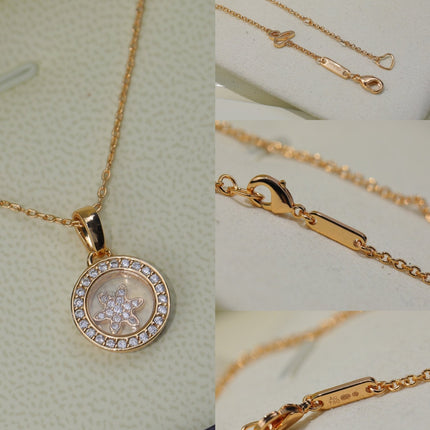 HAPPY HEART PEDANT DIAMOND PINK GOLD NECKLACE
