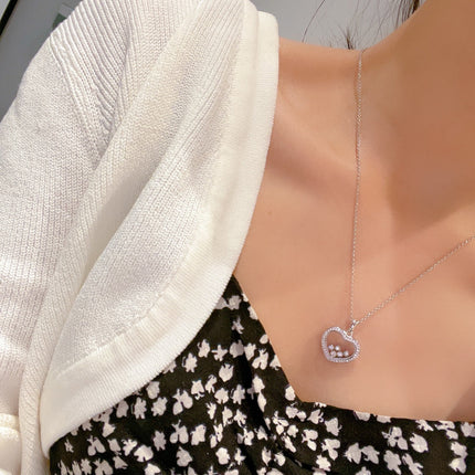 HAPPY HEART WHITE MOP NECKLACE SILVER DIAMOND