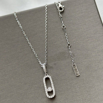 MOVE UNO LM SILVER DIAMOND PAVED NECKLACE