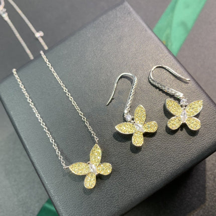 BUTTERFLY YELLOW DIAMOND PAVED NECKLACE