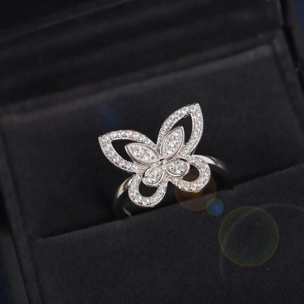 BUTTERFLY SILHOUETTE SILVER DIAMOND RING