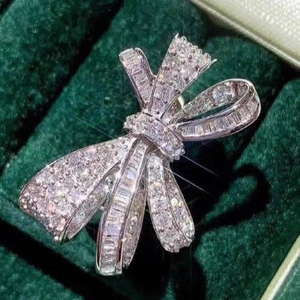 TILDAS BOW DOUBLE KNOT SILVER DIAMOND RING