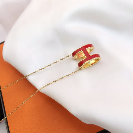 HM CLIC RED ENAMEL GOLD NECKLACE