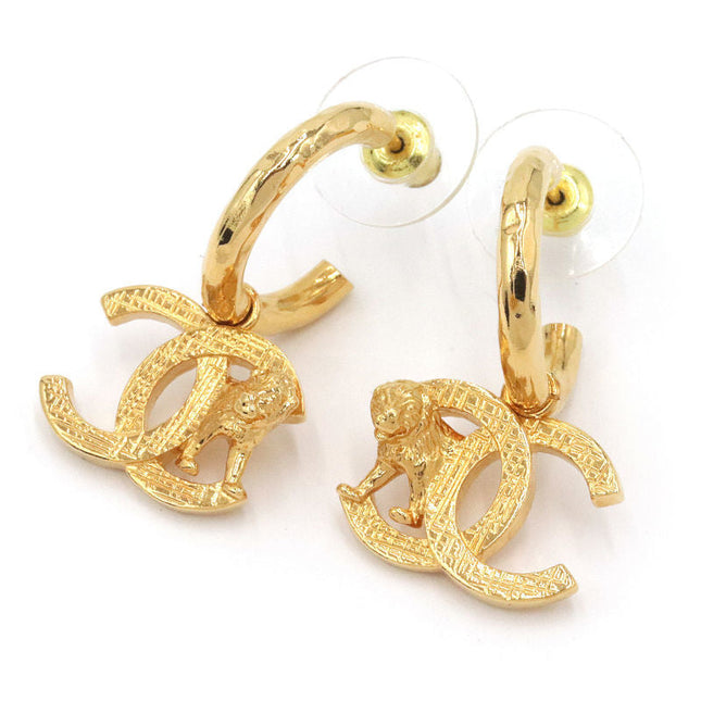 DOUBLE C DROP GOLD TIGER EARRINGS