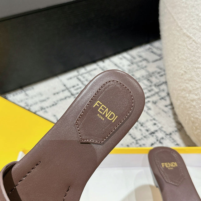 FF Baguette Chocolate Leather Slide