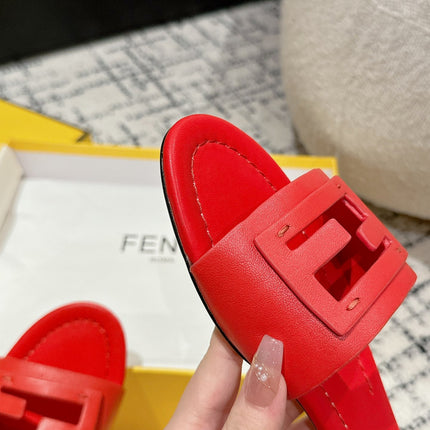 FF Baguette Red Leather Slide