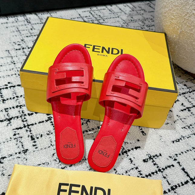 FF Baguette Red Leather Slide