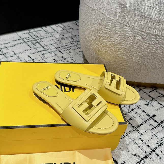 FF Baguette Yellow Leather Slide