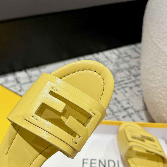 FF Baguette Yellow Leather Slide