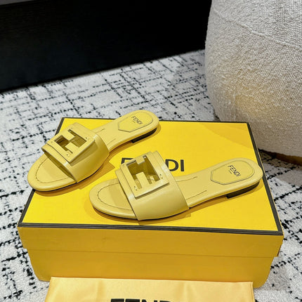 FF Baguette Yellow Leather Slide
