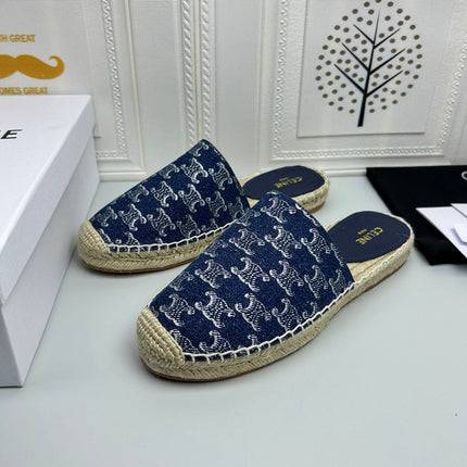 NEW FLAT FISHERMAN SANDALS NAVY BLUE COTTON CANVAS