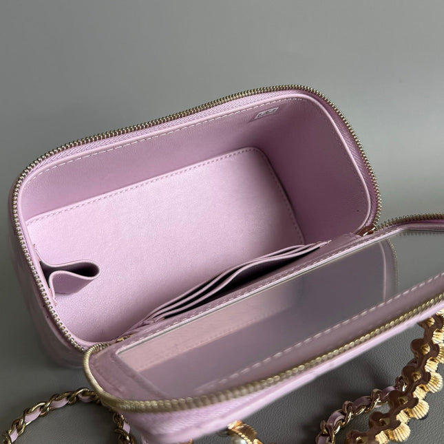CC Vanity Case Pearl 17cm Cotton Candy Lambskin Gold hardware