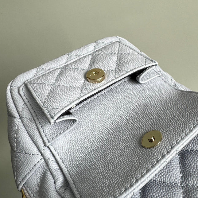 CC MINI 18 BACKPACK WHITE CAVIAR LIGHT GOLD HARDWARE