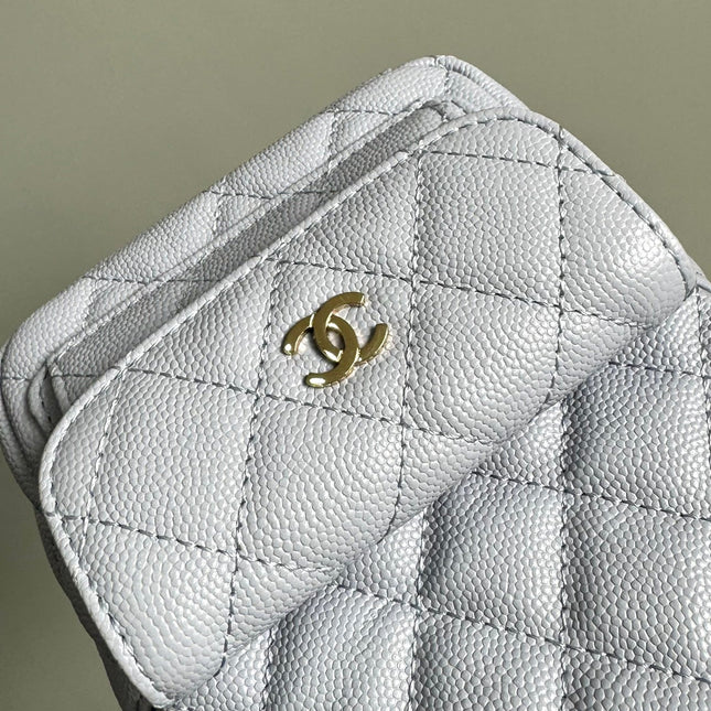 CC MINI 18 BACKPACK WHITE CAVIAR LIGHT GOLD HARDWARE