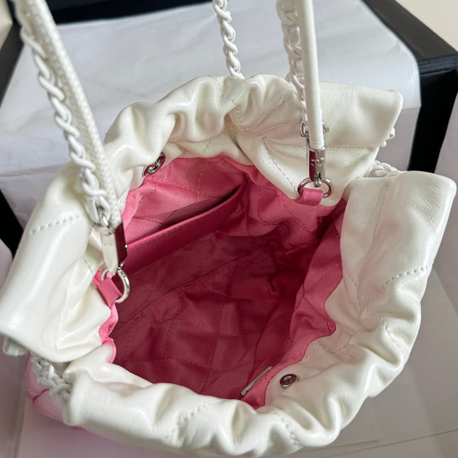 CC HOBO MINI 20CM PINK WHITE LAMBSKIN