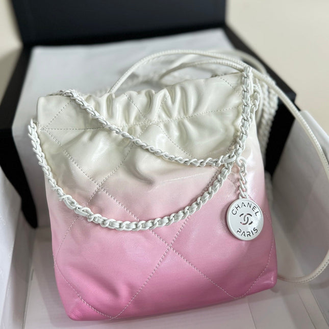 CC HOBO MINI 20CM PINK WHITE LAMBSKIN